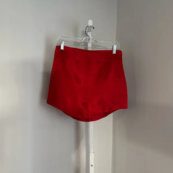 ZARA Red Satin Effect Mini Skirt High Waisted Skirt Curved Hem Womens Size Large - Image 3