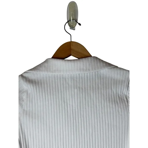 Old Navy Polo Shirt Women XS White NWT Ribbed Button Down Short Sleeve Preppy - Image 3