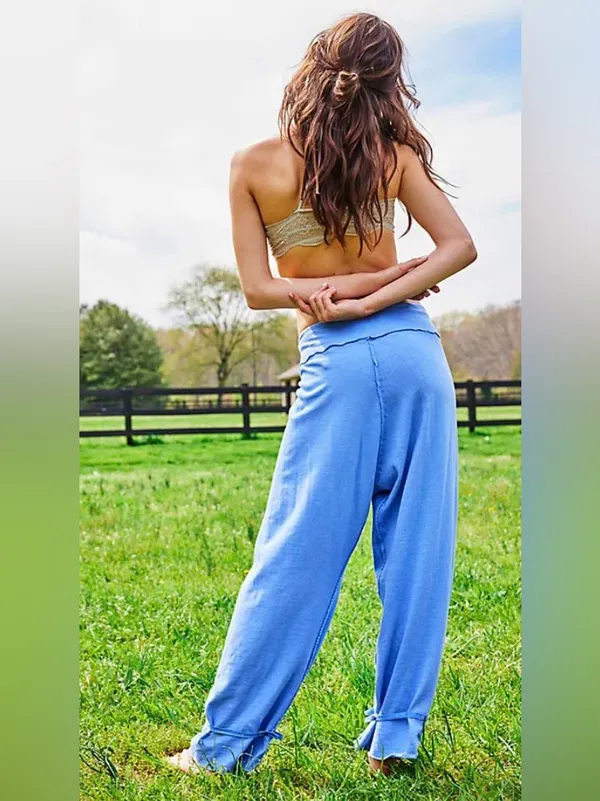 FREE PEOPLE Intimately‎ - Organic Cotton Blue Lounge Pants Size SP - Image 3