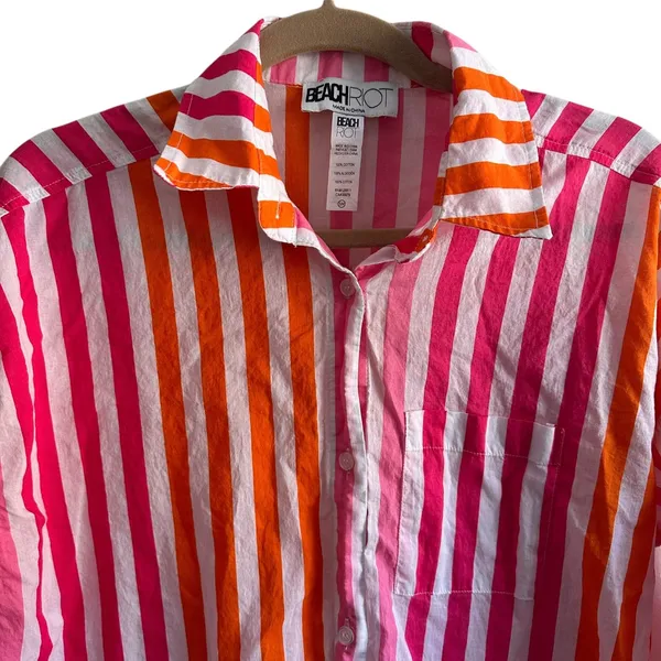 BEACH RIOT Alexa Top Sunset Stripe Button Down Small/Medium‎ - Image 3
