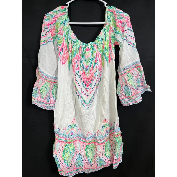 Lilly Pulitzer SKU 7935 Multicolor Off Shoulder Floral Dress Size L - Image 2