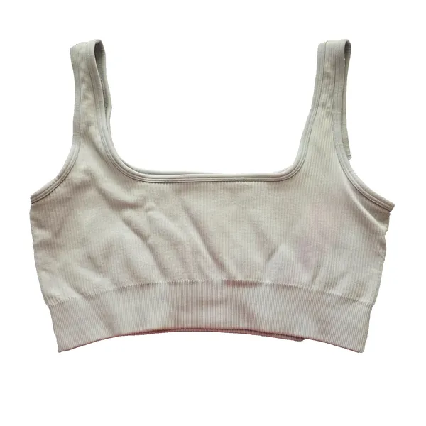 Ribbed Comfort‎ Y2K Bra Top Wireless Pullover Stretch Sleep Active Gray Large - Image 2