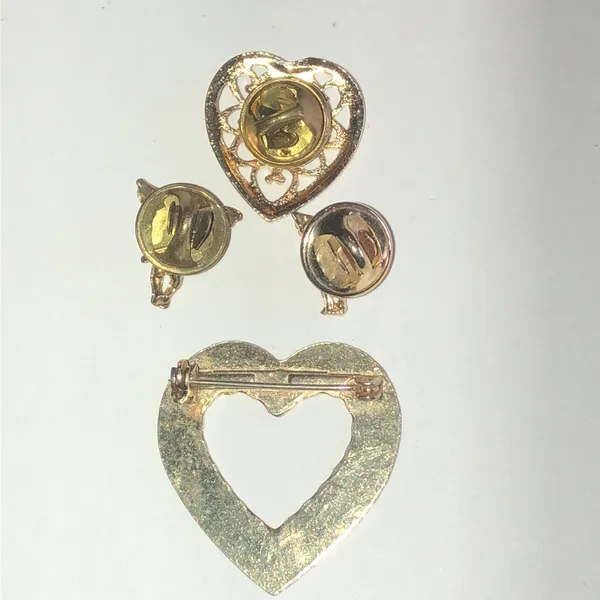 Gold Tone Heart Pin and Angel Pins Set - Image 4