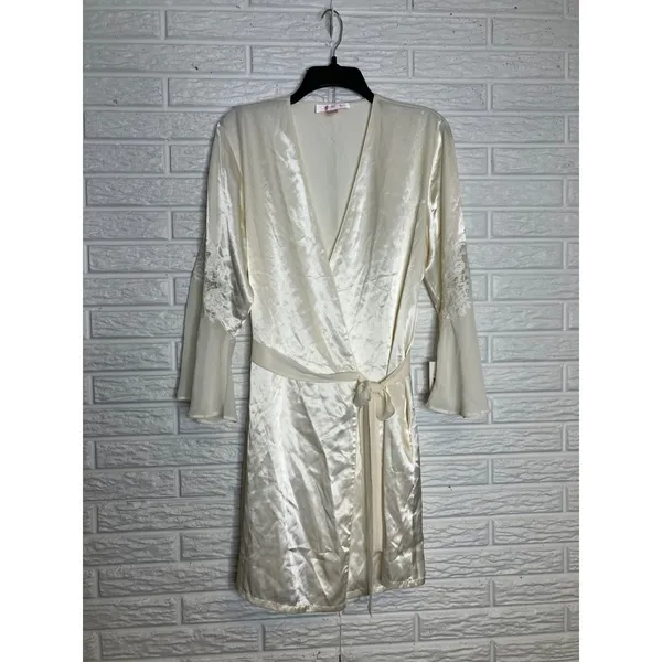 Oscar de la renta pink label white brides robe bell sleeves women's size large‎ - Image 2