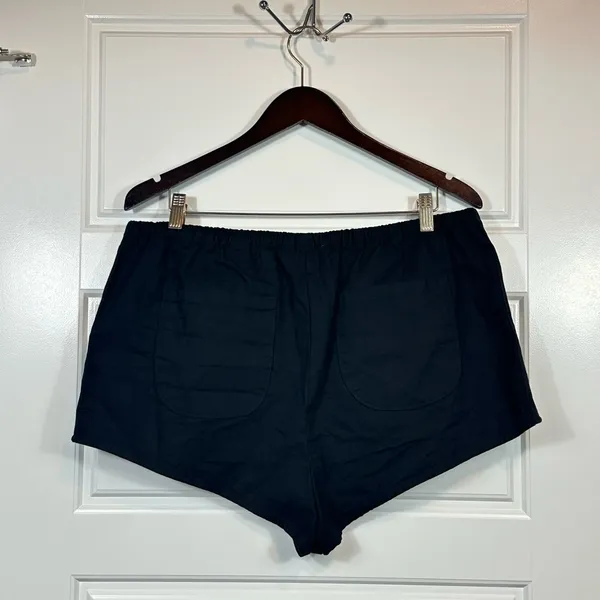 Anthropologie Micro Mini Classic Black Linen Blend Shortie Shorts Size L NWT - Image 4