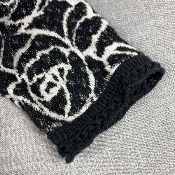 Anthropologie MOTH Sweater Womens Small Black Floral 3/4 Sleeve Open Knit - Image 3