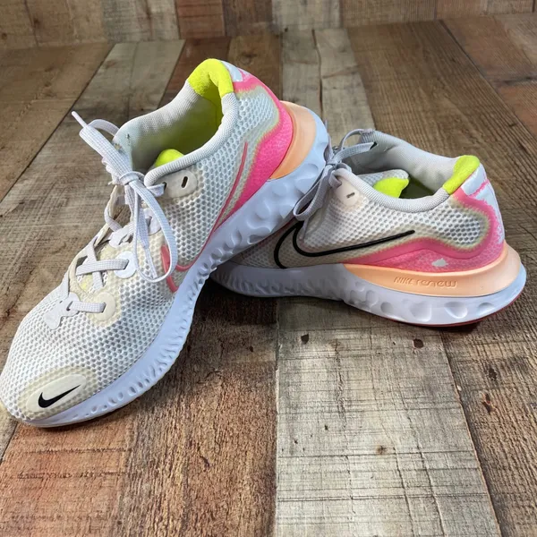 Nike Renew Run Womens 9.5 White Pink Lime Green Blast Running Shoes CK6360-005 - Image 3