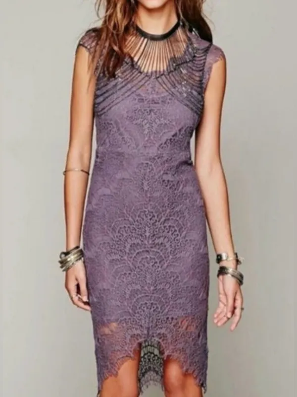 Free People Intimately Peekaboo Scalloped Crochet Lace Dress sz L - Image 8