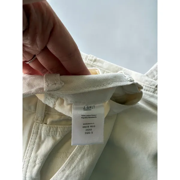 J. Galt Shanghai Off White Cream Carpenter Pants High Waisted Straight Leg Sz S - Image 4