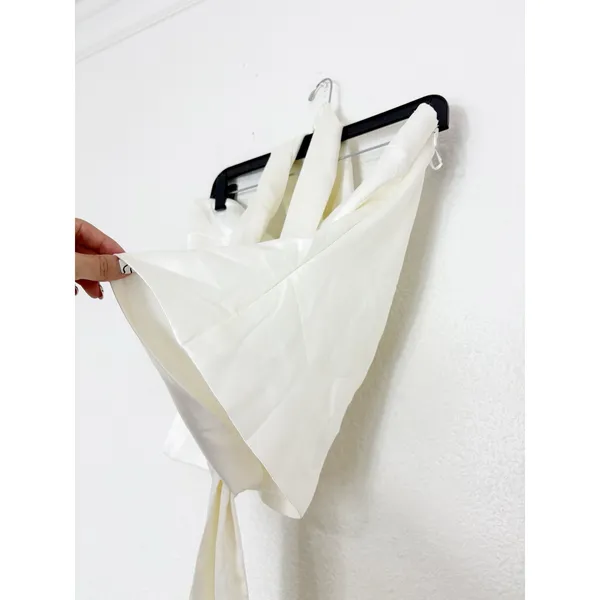 Zara White Satin Strapless Neck Tie Top Size XXL Sash Party Goinv Out 2228/381 - Image 9
