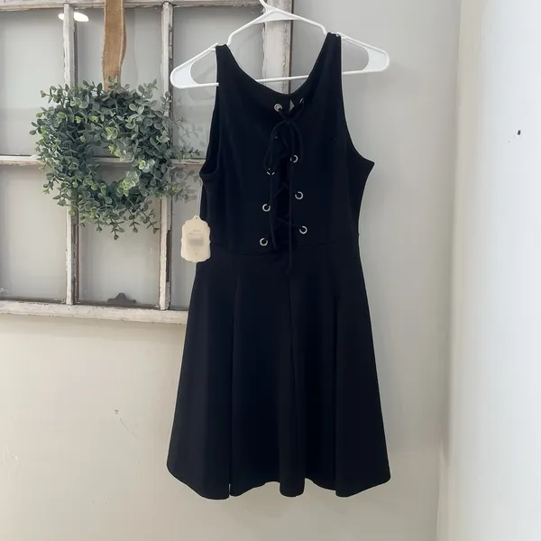 NWT Altar'd‎ State Dress Black Lace Up Back Size M Fit And Flare Skater Cocktail - Image 4