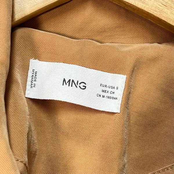 Mango MNG Womens Camel‎ Tan Viscose Duster Trench Coat Jacket Small Old Money - Image 3