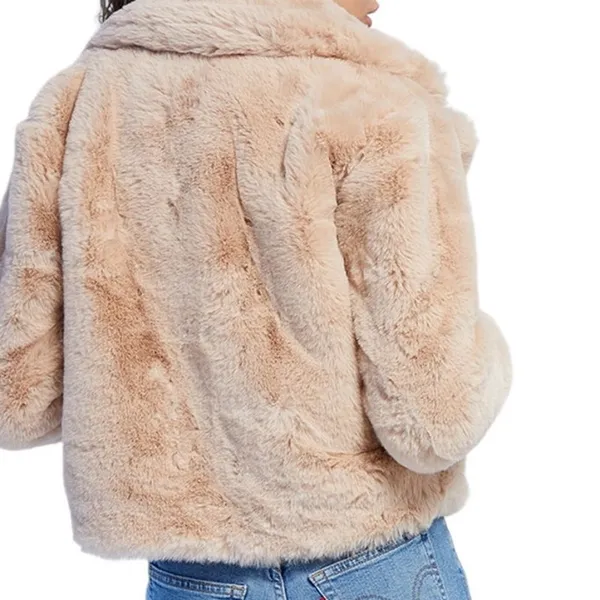 MinkPink Faux Fur Anya‎ Jacket Coat L Tan Fuzzy Plush Cozy Mobwife Party Retro - Image 2