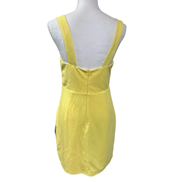 Lulus Social Sensation Light Yellow Square Neck Mini Bodycon Dress Size M NWT - Image 5