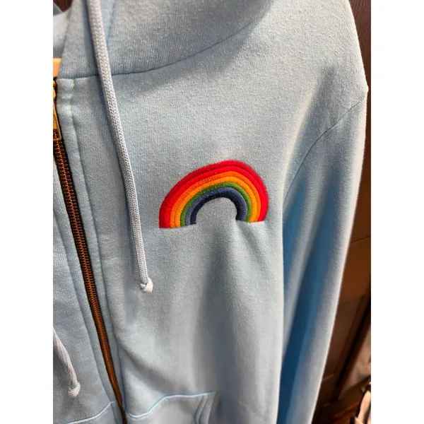 Aviator Nation rainbow embroidery zip-up blue women's xxl - Image 3