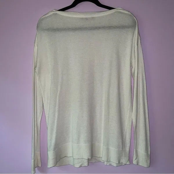 Jeanne Pierre Size M White Cashmere Blend Sweater Lightweight Knit Preppy - Image 6