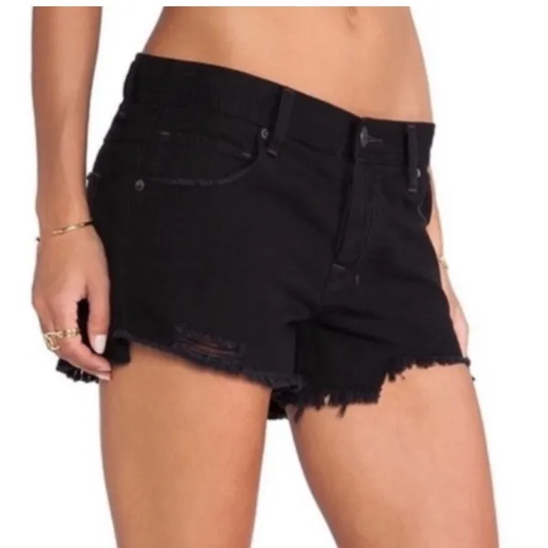 FREE PEOPLE Black Denim Jean Shorts - Image 2