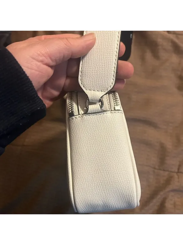 Karl Lagerfeld Paris Medallion Crossbody With Adjustable Strap White Bag - Image 3