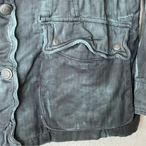 Free People Double Cloth Jacket Military Drawstring distressed tie dyed Size S - Image 9