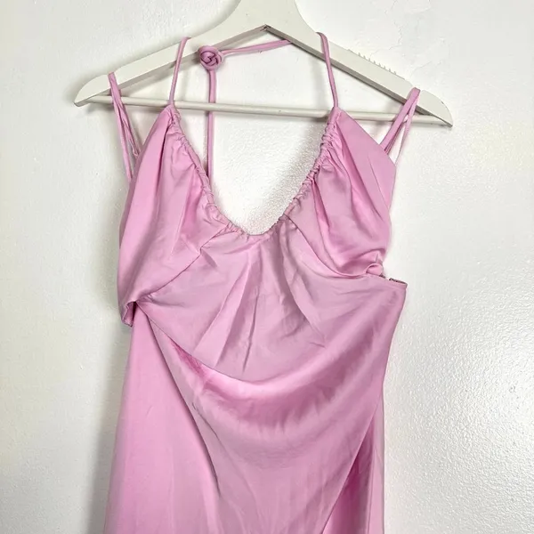 ALC Frank Sienna Cut-Out Satin Midi Dress in Light Pink Size US 0 - Image 6