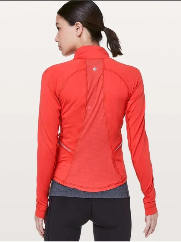 Lululemon Red‎ Half-Zip Athletic Pullover Jacket Women’s Front On the Pack Sz 10 - Image 2