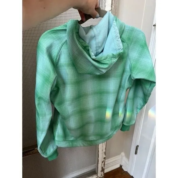 Patagonia Women's Small Green‎ Striped Hooded Fleece Lined Jacket Coat - Image 4