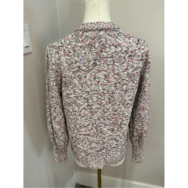 J Crew Textured Button Front Cardigan Sweater Heathered Multi‎ Womens Size M - Image 3