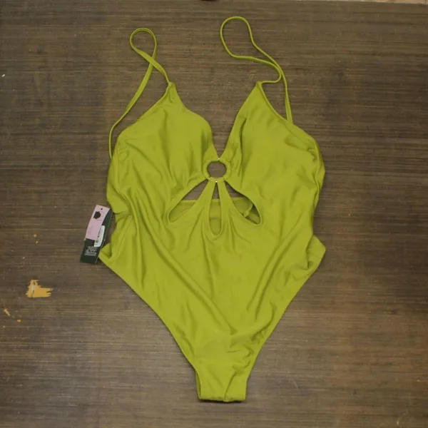 NWT Wild Fable Womens Ring Front Cut Out One Piece Swimsuit 87851363 2XS Green - Image 2