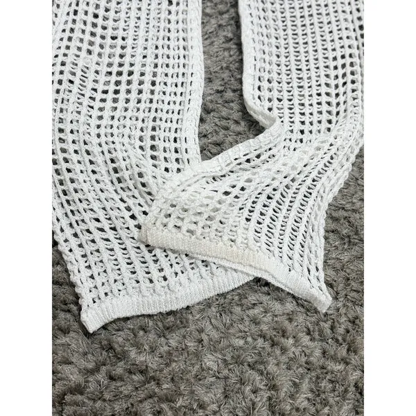 Polly Crochet Open Knit Pants Women’s Size 4 Wide Leg White Beachy Coastal - Image 8