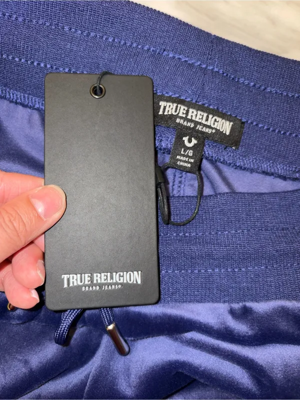 NWT True Religion Women Large Velour Rhinestone Track Pants Wide Straight Leg - Image 5