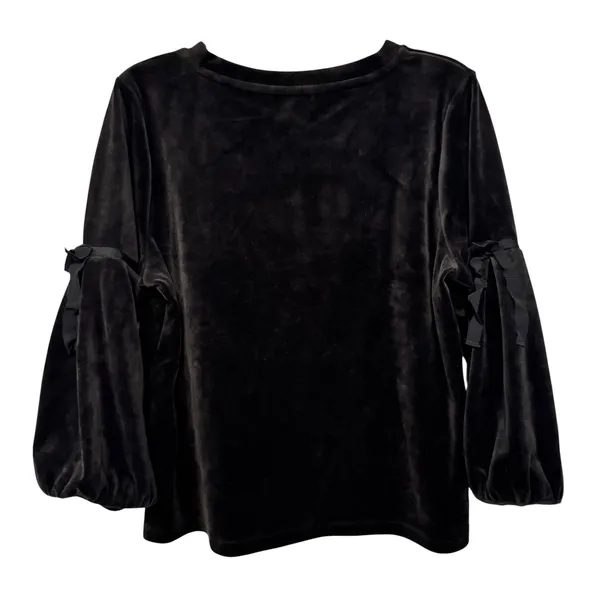 Karl Lagerfeld Paris Black Velvet Bow Sleeve Top XL L8WH9846‎ - Image 6
