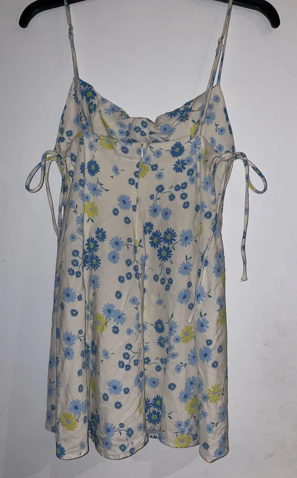 Zara Floral Linen Mini Dress Medium - Image 6