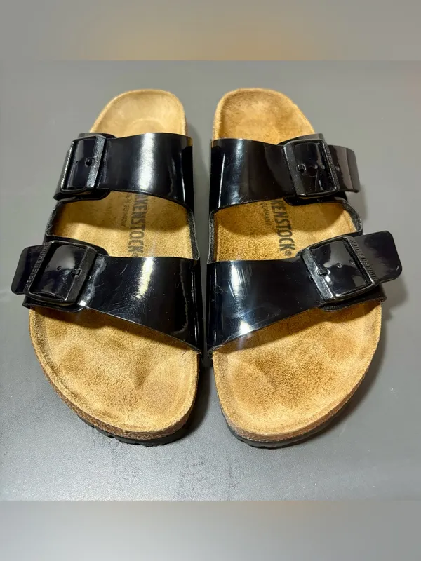 BIRKENSTOCK Arizona Black Patent Sandals - Image 3