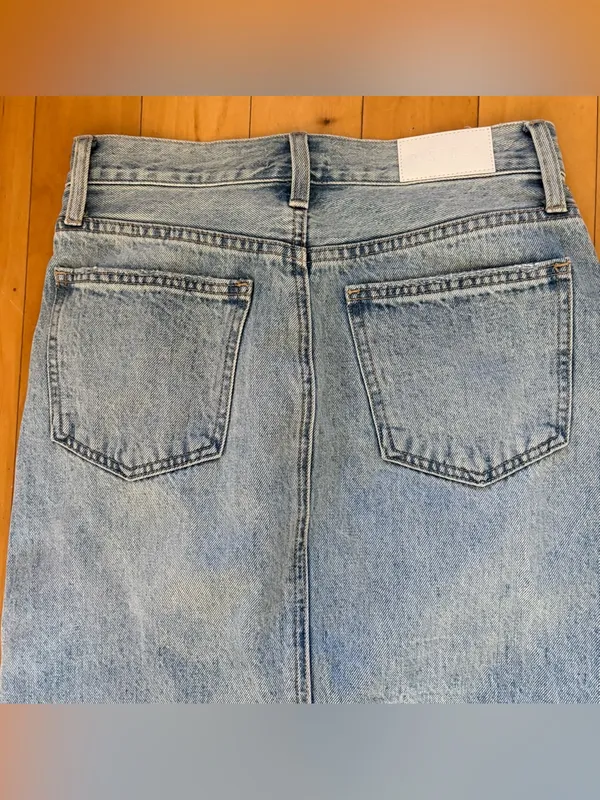 Pistola Alice Brooklyn High Rise Denim Midi Skirt 26 Raw Hem Slit 90s Western - Image 12