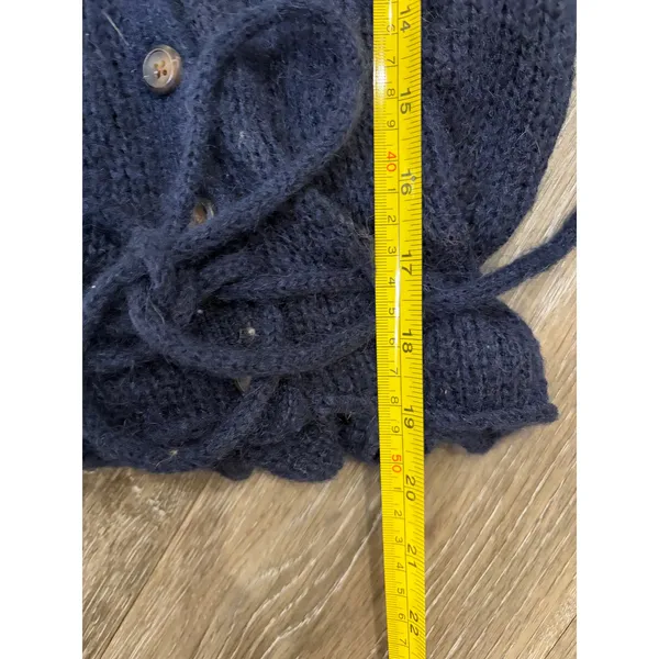 Brandy Melville Navy Cropped Cardigan Tie Front Button Up Soft Knit - Image 5