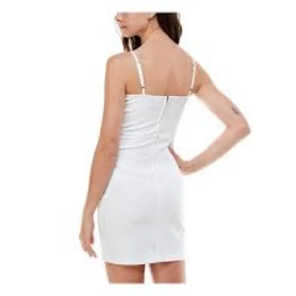 DEREK HEART Womens White Denim Short Body‎ Con Cocktail Dress Juniors XL NEW - Image 3