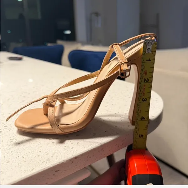 Anne Michelle Tan Thong Strappy Heels - Image 7