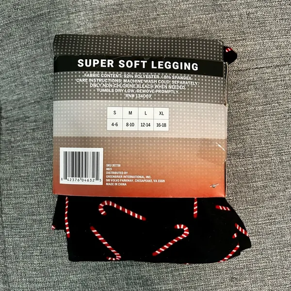 The Perfect Legging Super Soft Candy Cane Christmas Holiday Leggings Large - Image 2