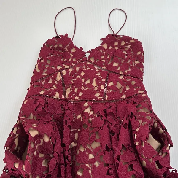 Self-Portrait Azalea Dress Burgundy, S (US 6, UK 10) - Image 14