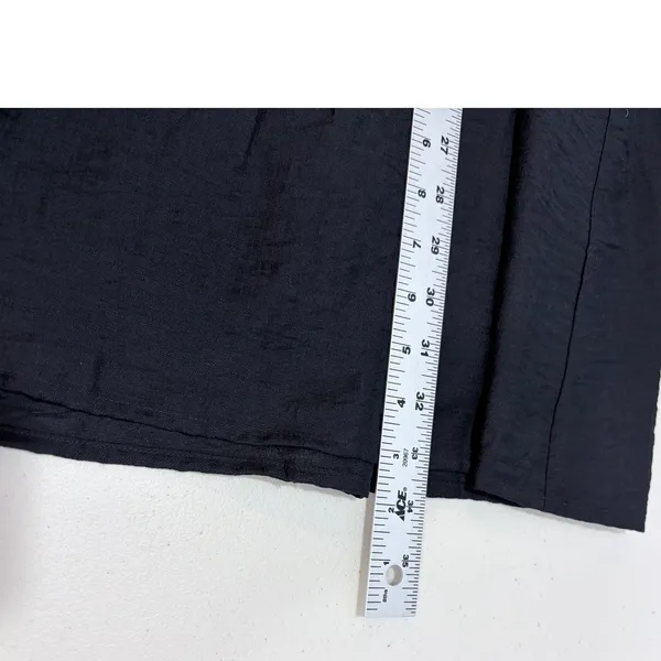 Minimalist Black Midi Skirt Elastic Waist Belt Loops Nine West L Whimsigoth - Image 9