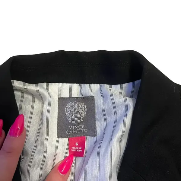 Vince Camuto Women's Black Wool Blazer Size 6 Business One-Button Notch Lapel‎ - Image 3