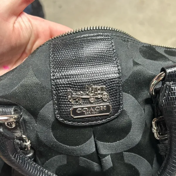 Coach Signature Madison Satchel Crossbody Purse Black Monogram *NO HANG TAG - Image 8