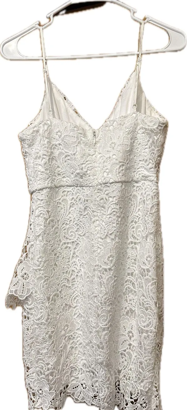 White Lulus Lace Dress Midi Medium - Image 2