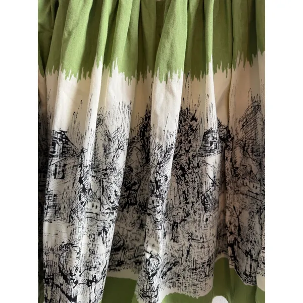 Anthropologie style Green Toile Print Cotton Boho Peasant‎ Skirt Cottagecore - Image 12