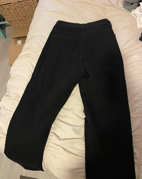 Black Rip Flare Jeans Size 25 - Image 4