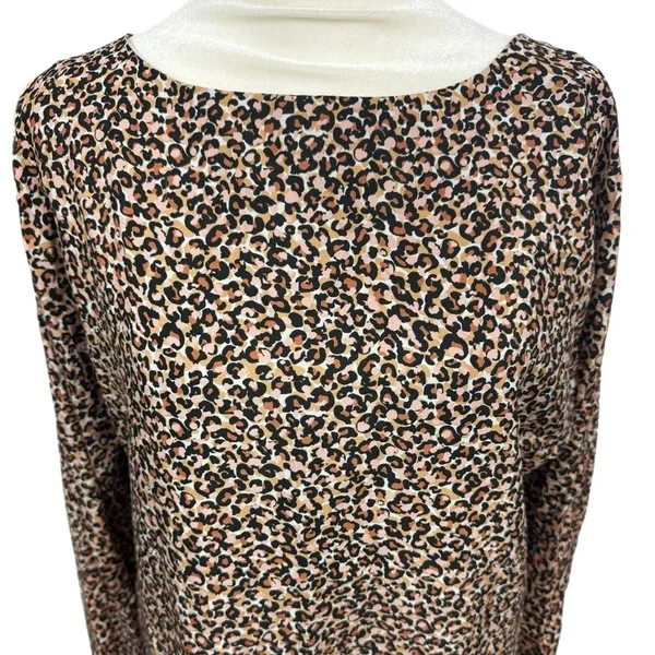 LOFT Animal Print Long Sleeve Shift Dress Womens Sz XS/S Mini - Image 2