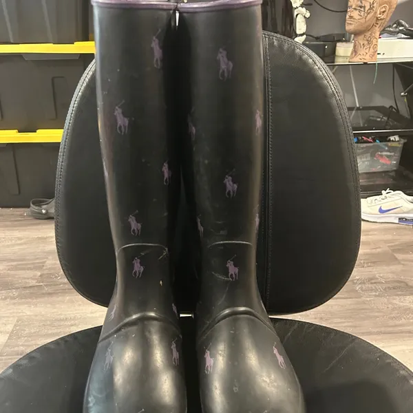 Polo by Ralph Lauren Black Boots with Purple Accents - Image 2