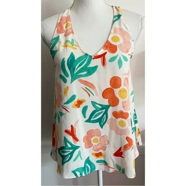 Everly • Green Orange Floral Tank Top - Image 2