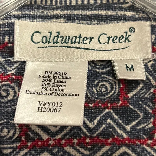 Coldwater Creek Geometric Print Button Front Jacket Women's Size‎ M Linen Blend - Image 3