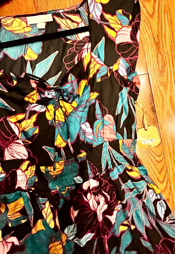 Ryegrass NWT super boho satin effect floral multicolor flowy maxi dress XL - Image 14